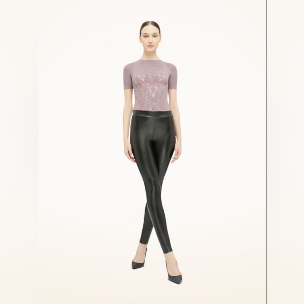 WOLFORD Estella Faux Leather Leggings 34 XS